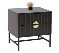 Mendler Table de Chevet HWC-O39 Métal 50x48x39cm Aspect Bois Noir