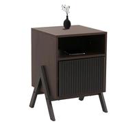 Mendler Table de Chevet HWC-O40, Commode, Table d'appoint, Armoire, tiroir, MDF, métal, mélamine, 59 x 40 x 40 cm - Aspect Noyer