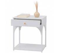 Mendler Table de Chevet HWC-O88, Commode, Table d'appoint, Table de Nuit, tiroir métallique 50 x 43 x 41 cm - Blanc