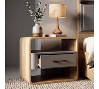 Mendler Table de Chevet HWC-P43 40 x 48 x 44 cm, Aspect chêne Rivera, Gris foncé