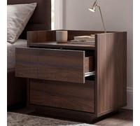 Mendler Table de Chevet HWC-P44 en MDF 43 x 48 x 41 cm, Aspect Noyer