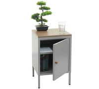 Mendler Table de Nuit HWC-L84, Armoire de Chevet Commode, métal 63x40x40cm, mélaminé - Gris