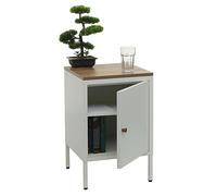 Mendler Table de Nuit HWC-L84 métal 63x40x40cm, mélaminé Blanc