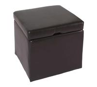 Mendler Tabouret Cube, Box de dépôt Onex, avec abattant, Cuir, 45x44x44cm - Marron
