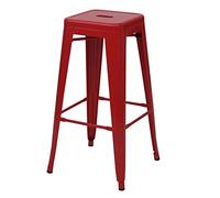 Mendler Tabouret de Bar HWC-A73, pour comptoir, métal, Style Industriel, empilable - Rouge