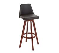 Mendler Tabouret de Bar HWC-C43 Bois Similicuir pivotant Marron