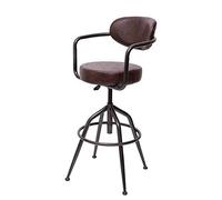 Tabouret de bar HWC-H10f faux daim vintage marron