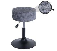 Tabouret HWC-C22, Tabouret de Maquillage, réglable en Hauteur pivotant Ø 37cm Tissu Chenille (465g/m²) MVG - Gris foncé