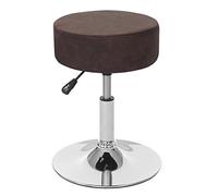 Mendler Tabouret HWC-C22, Hauteur réglable Ø 35 cm imitiation Daim - Brun foncé Vintage