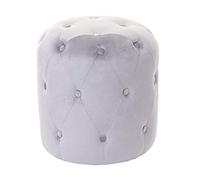 Mendler Tabouret HWC-D22, Ottoman avec Rivets, 42x39cm - Velours, Gris Clair