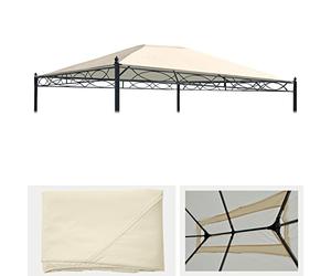 Mendler Toile de Rechange pour Pergola Cadiz 4x3m, Toit de pavillon de Jardin, crème