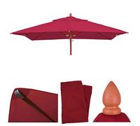 Toile Pour La Gastronomie Parasol En Bois Hwc-C57, Carré 3x3m Polyester 3kg Bordeaux Rouge