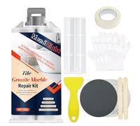 MendMight Kit Reparation Carrelage, Blanc Kit Réparation Receveur de Douche Résine, Colle Carrelage Kit de Réparation pour Comptoirs en Quartz et Marbre pour ébréchures, Trous, Bosses, Rayures