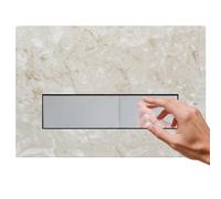 Mendorio Plaque de Commande WC Compatible avec Geberit Duofix Sigma, Delta et Basic, Kit de Rechange avec Tiges de Poussée et Cadre de Montage pour UP300 & UP320, 245 x 164 mm(Beige-Y4 & Chromé)
