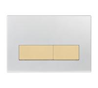 Mendorio Plaque de Commande WC, Compatible avec Geberit Sigma, UP300 et UP320, avec Double Chasse, Équipée d'un Set de Leviers de Chasse et d'un Cadre d'Installation.(Argent Mat & Or Mat Bouton)