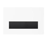 Mendorio Plaque de Commande WC, Compatible avec Geberit Sigma, UP300 et UP320, avec Double Chasse, Équipée d'un Set de Leviers de Chasse et d'un Cadre d'Installation.(Blanc Mat & Noir Mat Bouton)
