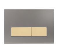 Mendorio Plaque de Commande WC, Compatible avec Geberit Sigma, UP300 et UP320, avec Double Chasse, Équipée d'un Set de Leviers de Chasse et d'un Cadre d'Installation.(Gris foncé Mat & Or Mat Bouton)
