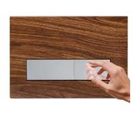 Mendorio Plaque de Commande WC, Compatible avec Geberit Sigma20, UP300 et UP320, Modèle à Double Débit avec Régulateur et Panneau Fixe, Dimensions 246 x 164 mm (Grain de bois-M10 & Chromé Bouton)