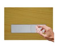 Mendorio Plaque de Commande WC, Compatible avec Geberit Sigma20, UP300 et UP320, Modèle à Double Débit avec Régulateur et Panneau Fixe, Dimensions 246 x 164 mm (Grain de bois-M5 & Chromé Bouton)