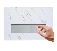 Mendorio Plaque de Commande WC, Compatible avec Geberit Sigma20, UP300 et UP320, Modèle à Double Débit avec Régulateur et Panneau Fixe, Dimensions 246 x 164 mm (Blanc-Y1 & Chromé Bouton)