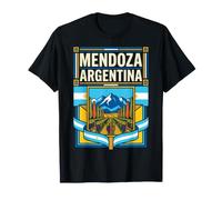 Mendoza Drapeau Argentine Vignoble Andes Montagnes Art Rétro T-Shirt