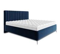 Mendoza - lit coffre - 140x200 - sommier inclus - en velours - Bleu Bleu G