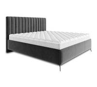 Mendoza - lit coffre - 140x200 - sommier inclus - en velours - Gris