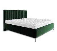 Mendoza - lit coffre - 140x200 - sommier inclus - en velours - Vert