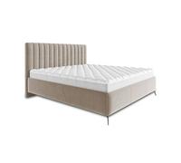 Mendoza - lit coffre - 160x200 - sommier inclus - en velours - Beige