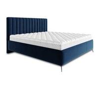 Mendoza - lit coffre - 160x200 - sommier inclus - en velours - Bleu Bleu G