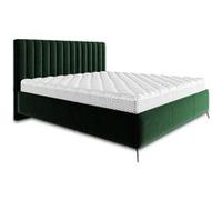 Mendoza - lit coffre - 160x200 - sommier inclus - en velours - Vert