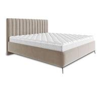 Lit 2 places BestMobilier Mendoza - lit coffre - 180x200 - sommier inclus - en velours - Beige