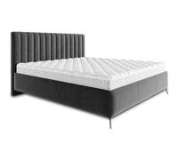 Mendoza - lit coffre - 180x200 - sommier inclus - en velours - Gris