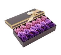 MENDUNER 18 Pièces Savon Rose Romantique Dégradé Rose Savon Fait Main Boîte Cadeau Fleur pour Mariage, Anniversaire - Jouet Non Toxique pour Cadeau de Vacances
