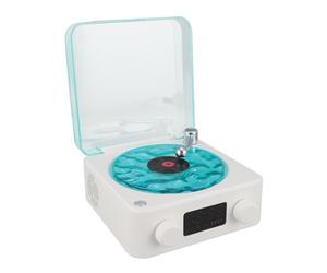 MENDUNER 2024 Aqua Speaker, Waves Record Player, Tourne-Disque, Haut-Parleur de Style Tourne-Disque avec Veilleuse et Affichage de l'heure. Petits Haut-parleurs Stéréo Multifonctions 3 en