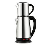 MENDUNER Bouilloire Électrique Turque 1L + 2L, Théière Électrique en Acier Inoxydable, Bouilloire Théière Sans Fil pour Infusion de Thé, Cuisine, Maison et Bureau