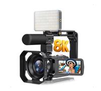 MENDUNER Caméra Vidéo 8K Caméscope 64 MP avec Zoom 18X, écran Tactile 3,0", Caméra de Vlogging WiFi avec Microphone, Stabilisation de Vision Nocturne, Carte Webcam 32 Go à Distance