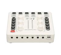 MENDUNER Carte Son en Direct à Changement de Voix, Table de Mixage Portable avec Lumière Ambiante, Basses Lourdes, Largement Compatible pour, IOS, ABS Blanc