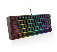 MENDUNER Ensemble Clavier et Souris de Jeu Filaire, Clavier 61 Touches rétroéclairé RVB avec Touches de Fonction Multimédia et Souris Ergonomique, Jeu et Travail sur Ordinateur PC (Ensemble Noir)