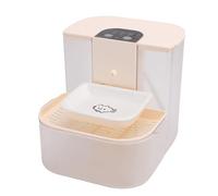 MENDUNER Fontaine à Eau pour Animaux de Compagnie 4500 Ml avec Batterie 4800 MAh, Distributeur Automatique D'eau pour Chat avec Chauffage Intelligent, Pompe Silencieuse, Bol en Céramique (Blanc crème)