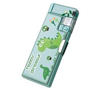 MENDUNER Grande Trousse à Crayons Portable avec Taille-Crayon intégré, Trousse à Crayons de Style Dessin animé Mignon pour L'école des Enfants, Matière Plastique (Dinosaure)