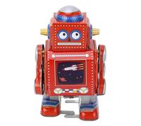 MENDUNER Jouet Robot à Remonter Rétro fabriqué à la Main, Jouet Robot Mécanique Intéressant pour Les Fans Rétro en Fer, 1 X à Remonter, 1 X Accessoire (Rouge)