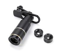 MENDUNER Kit D'Objectif D'appareil Photo de Téléphone, TéléObjectif 22X, Objectif Fisheye 198°, Grand Angle 0,6X, Macro 15X avec Trépied et étui de Rangement,