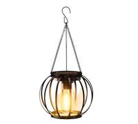 MENDUNER Lanterne Solaire D'extérieur Noire, Lampe Suspendue en Métal avec Filament LED, étanche IP65, Marche/arrêt Automatique, éclairage 12 Heures pour Jardin, Patio, Allée, Décoration (Rond)