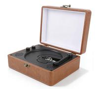 MENDUNER Lecteur CD Bluetooth Portable, étui en Cuir PU avec Deux Haut-parleurs Stéréo Intégrés, Bluetooth 5.0, Lecteur Flash USB, Télécommande, Maison, Chambre à Coucher, Salon (Brown)