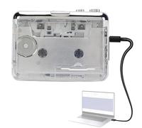 MENDUNER Lecteur de Cassette Portable Inverse Automatique avec Un Convertisseur MP3 USB, des écouteurs Rétro et Un Volant de Cuivre en Cuivre, Transparent, Transparent USB