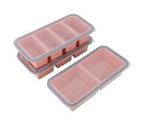 MENDUNER Lot de 3 Plateaux de Congélation en Silicone avec Couvercles, Moule en Cubes de Soupe Divisés pour Bouillon, Stockage et Organisation des Aliments, sans BPA, Passe au Lave-vaisselle (rose