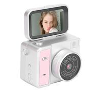 MENDUNER Mini Appareil Photo Numérique 2K HD avec écran Rabattable à 180°, Appareil Photo Vlog Compact avec Flash et Carte de 32 Go, Selfie de Poche Portable pour Les Voyages, Design (Pink)