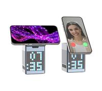 MENDUNER Station de Chargement sans Fil 6 en 1 pour avec Haut-Parleur Bluetooth, Affichage Pixel, Réveil, Chargeur sans Fil pour écouteurs de Montre de Téléphone, Station de Chargement