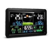 MENDUNER Station de Prévisions Météorologiques, Thermomètre Intérieur et Extérieur Fil avec écran Couleur de 7,5 Pouces avec Horloge Atomique et Plusieurs Fuseaux Horaires, Utilisation (Prise UE